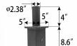 ADAPTATEUR CARRÉ DE 5PO AVEC TENON 2-3/8PO DE DIAM